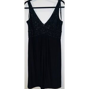 Jones New York Black Beaded Dress Womens 12 Sleeveless V-Neck Evening Gown